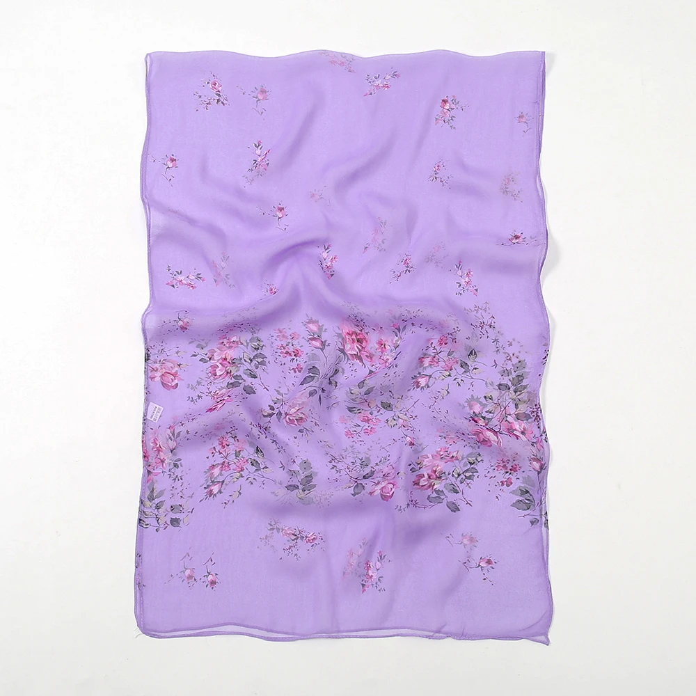 Flower Printed Hijab Georgette Long Scarf For Woman Muslim Shawl Sun Protection Wrap Ladies Beach Headband Wholesale 160*50cm