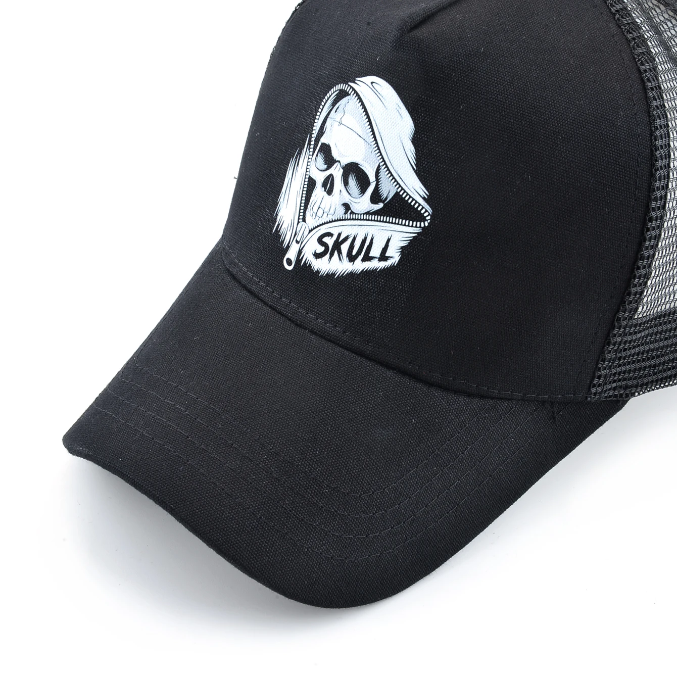 Summer Baseball Cap Outdoor Breathable Mesh Trucker Cap Men Women Printing Skull Snapback Hip Hop Caps Adjustable Visor Cap