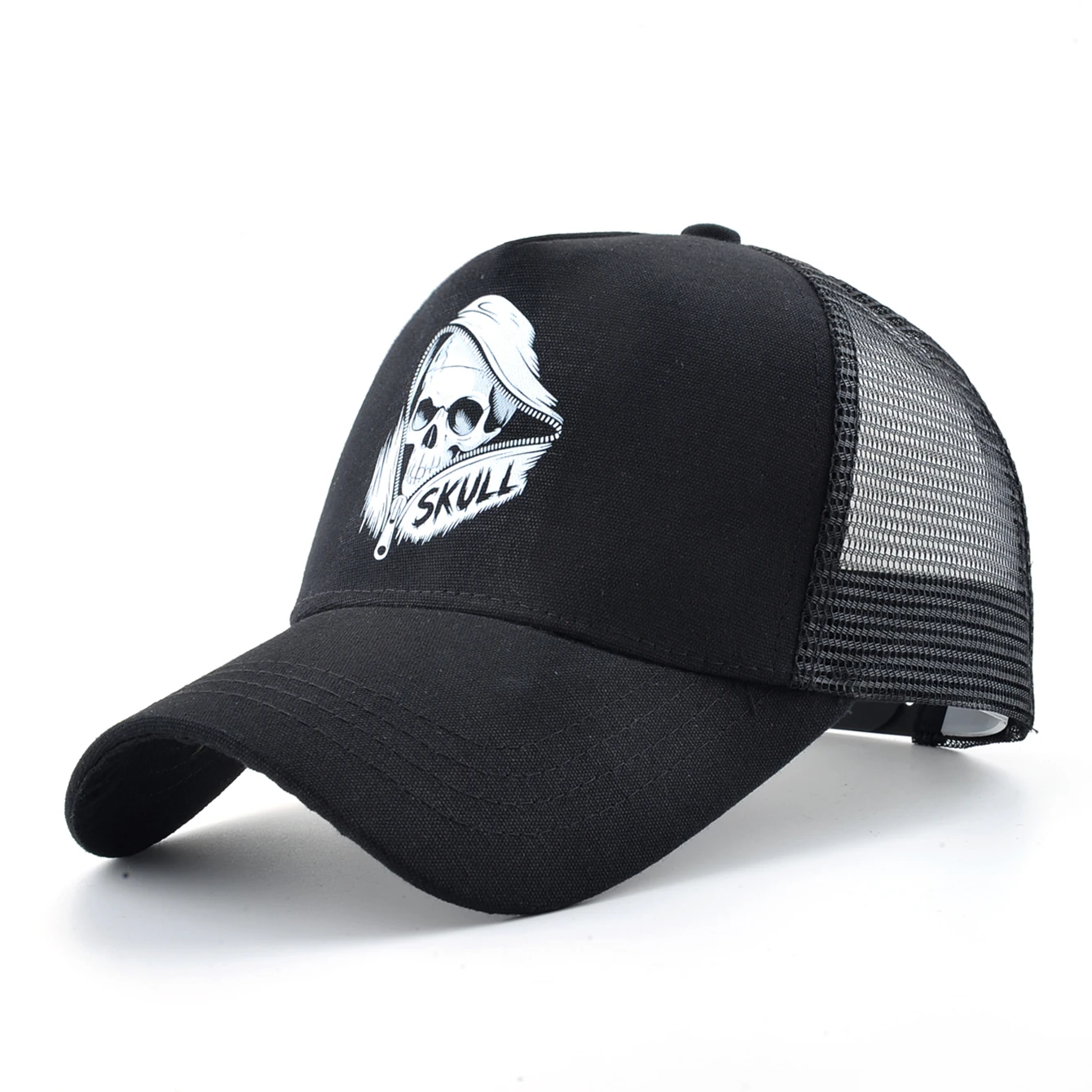 Summer Baseball Cap Outdoor Breathable Mesh Trucker Cap Men Women Printing Skull Snapback Hip Hop Caps Adjustable Visor Cap
