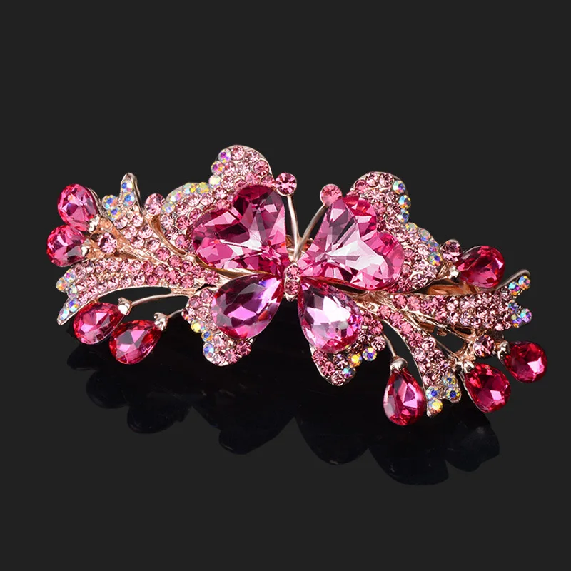 New Korean Colorful Crystal Butterfly Spring Hairpin Zircon Alloy Top Clip Horizontal Clip Elegant Women's Fashion Hair Jewelry
