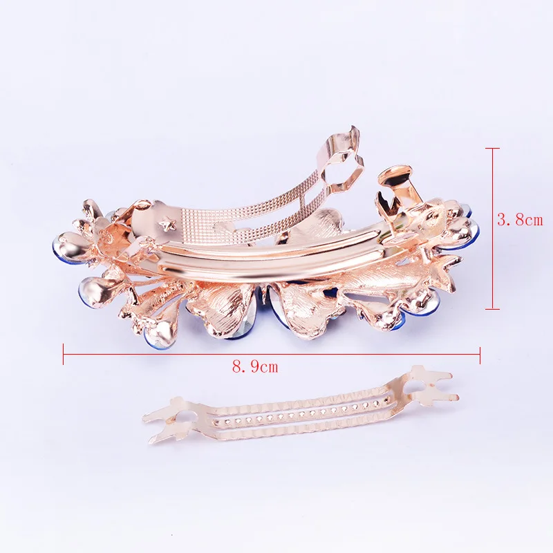 New Korean Colorful Crystal Butterfly Spring Hairpin Zircon Alloy Top Clip Horizontal Clip Elegant Women's Fashion Hair Jewelry