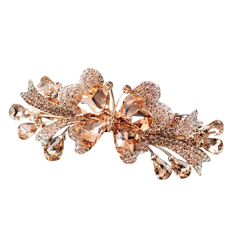 New Korean Colorful Crystal Butterfly Spring Hairpin Zircon Alloy Top Clip Horizontal Clip Elegant Women's Fashion Hair Jewelry