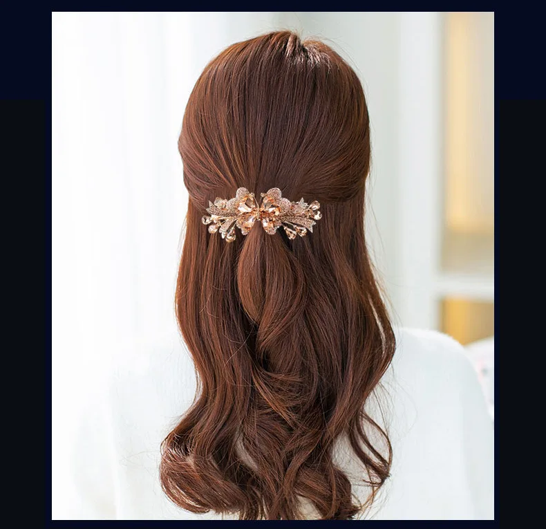 New Korean Colorful Crystal Butterfly Spring Hairpin Zircon Alloy Top Clip Horizontal Clip Elegant Women's Fashion Hair Jewelry