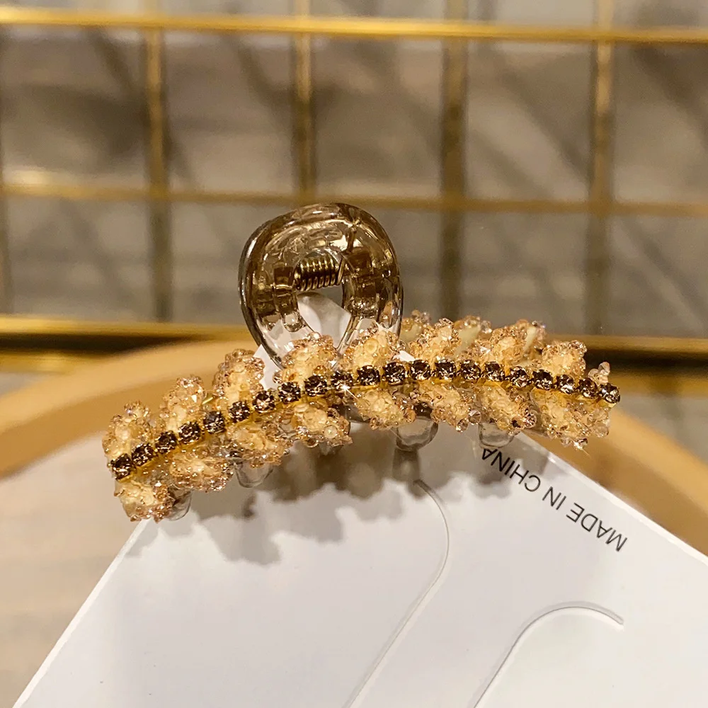 Crystal Rhinestones Small Wheat Hair Claw Women Girls Princess Head Bangs Hair Claw Clamps Hair Clips Forehead Styling Headdress
