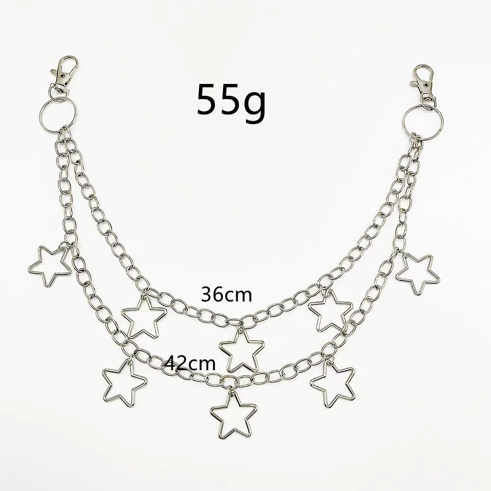 Punk Metal Crescent Geometric Bag Chain Hip Hop Hipster Cool Hundred Pair Pants Chain For Men and Women Rock and roll Accessorie