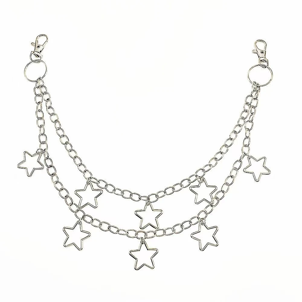 Punk Metal Crescent Geometric Bag Chain Hip Hop Hipster Cool Hundred Pair Pants Chain For Men and Women Rock and roll Accessorie