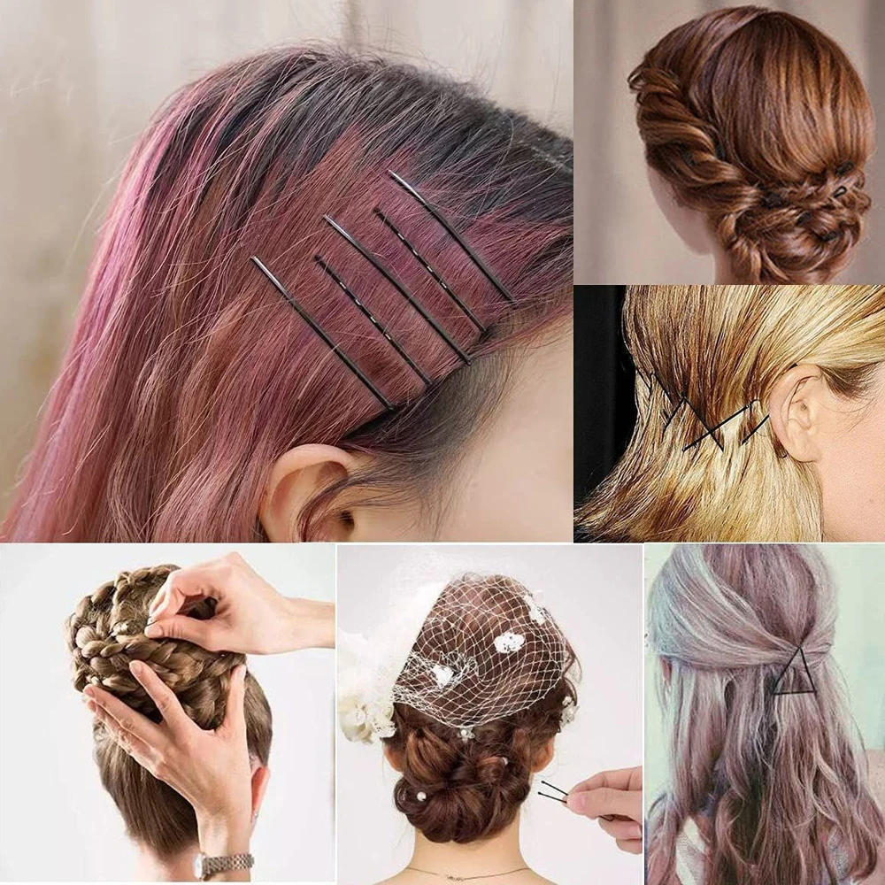 24pcs/Set Black Bobby Pins Multi-Function Non Slip Metal Safe Hair Clips For Women Girl Kids All Hair Types