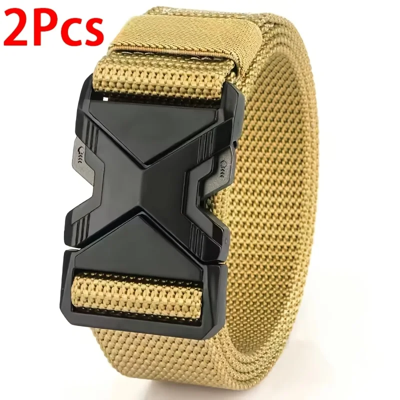 2pcs New Men's Sports Belt Plastic Buckle Nylon Multifunctional Leisure Canvas Waistband Multipurpose Outdoor Belt For Men Women