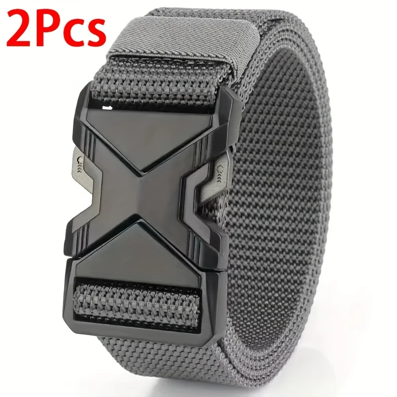 2pcs New Men's Sports Belt Plastic Buckle Nylon Multifunctional Leisure Canvas Waistband Multipurpose Outdoor Belt For Men Women