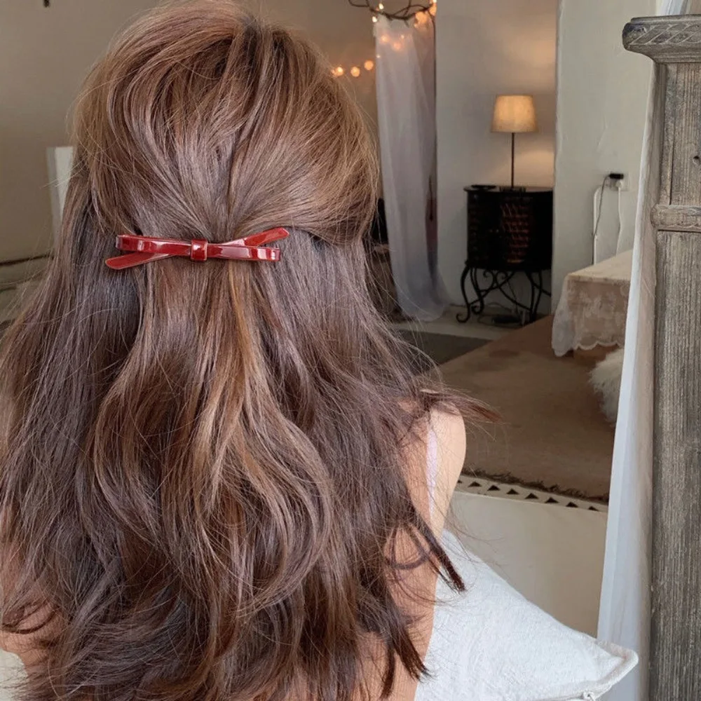 Chic Bow Hair Clips Plain Color Acetate Hairgrip Hairpin Cute Sweet Simple Bow Knot Bow Tie Side Pins Women Hair Accessories