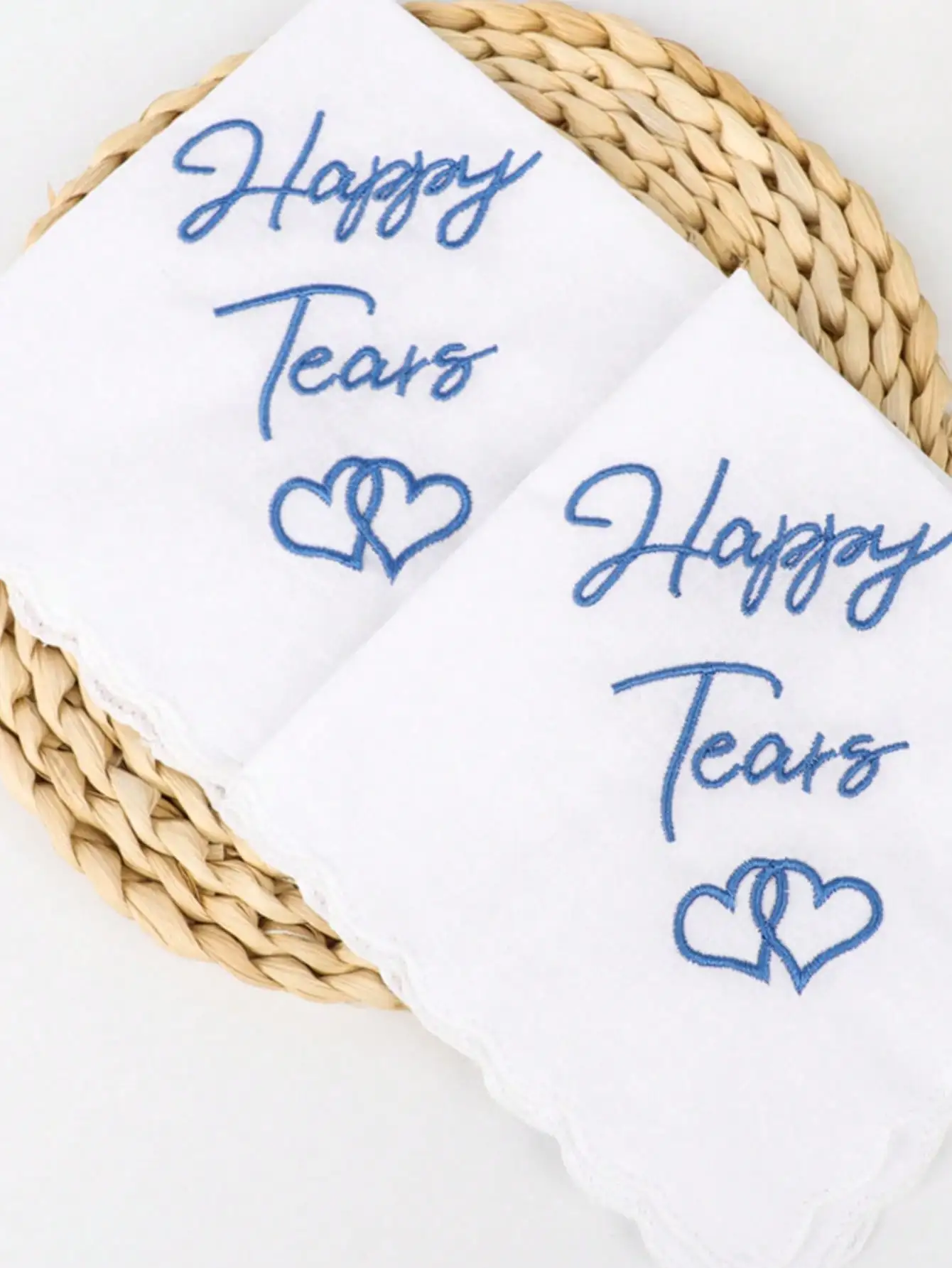 1/4pcs Wedding Handkerchief Embroidered With Scallop Lace Edges Something Blue For Bride On Wedding Day Handkerchief Bride Gifts