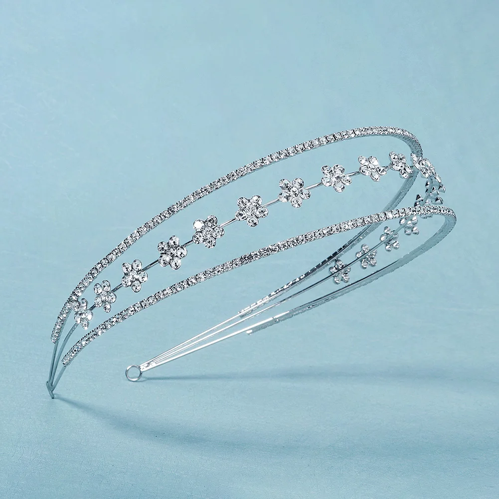 Fashion Crystal Triple Layers Flower Princess Hair Bands Birthday Party Valentine's Day Headpieces Bridesmaid Gifts