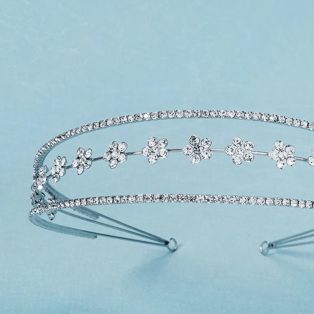 Fashion Crystal Triple Layers Flower Princess Hair Bands Birthday Party Valentine's Day Headpieces Bridesmaid Gifts