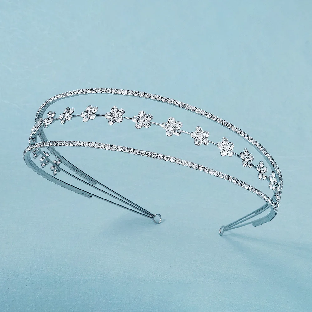 Fashion Crystal Triple Layers Flower Princess Hair Bands Birthday Party Valentine's Day Headpieces Bridesmaid Gifts