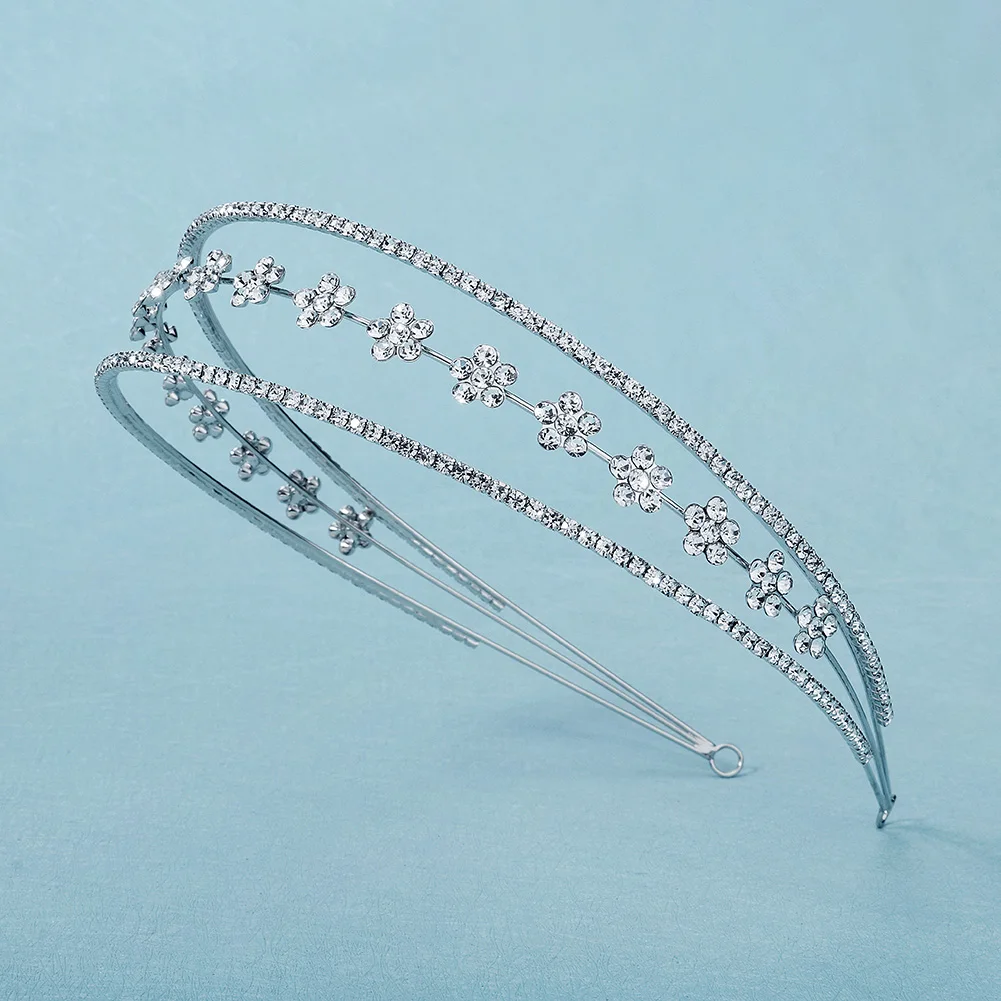 Fashion Crystal Triple Layers Flower Princess Hair Bands Birthday Party Valentine's Day Headpieces Bridesmaid Gifts
