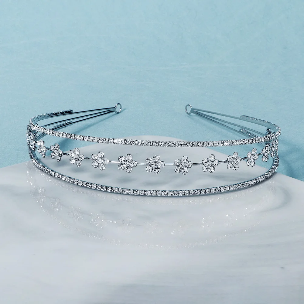 Fashion Crystal Triple Layers Flower Princess Hair Bands Birthday Party Valentine's Day Headpieces Bridesmaid Gifts