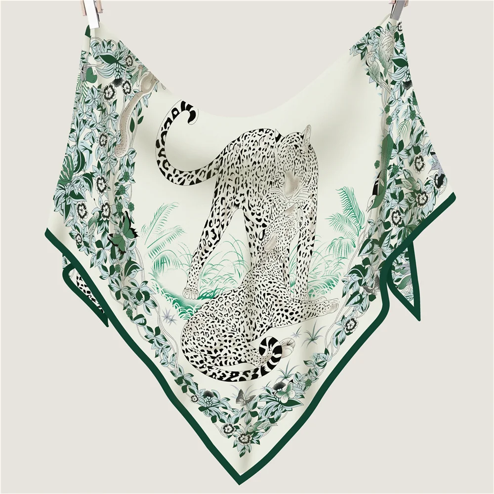 POBING 30% Silk 70% Cashmere Scarf Women Hand Rolled Fashion Print Triangle Scarves Wraps Bandana Big Hijabs Female Foulard
