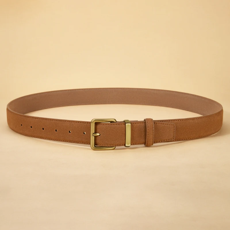 Men's Suede Belt Retro Trend Alloy Buckle Men's Belt Large Size Genuine High End Belt, Gift for Boyfriend and Dad