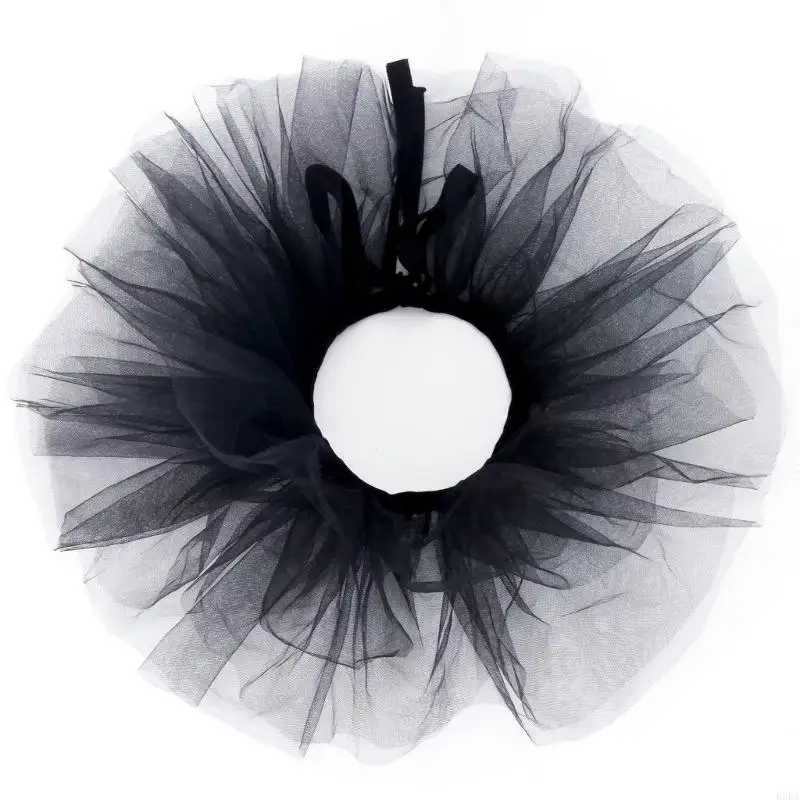 E56A Ruffled Mesh Collar Jabot Collar Halloween Dressingup Neckpiece Detachable Collar for Easter Festival Stage Performances