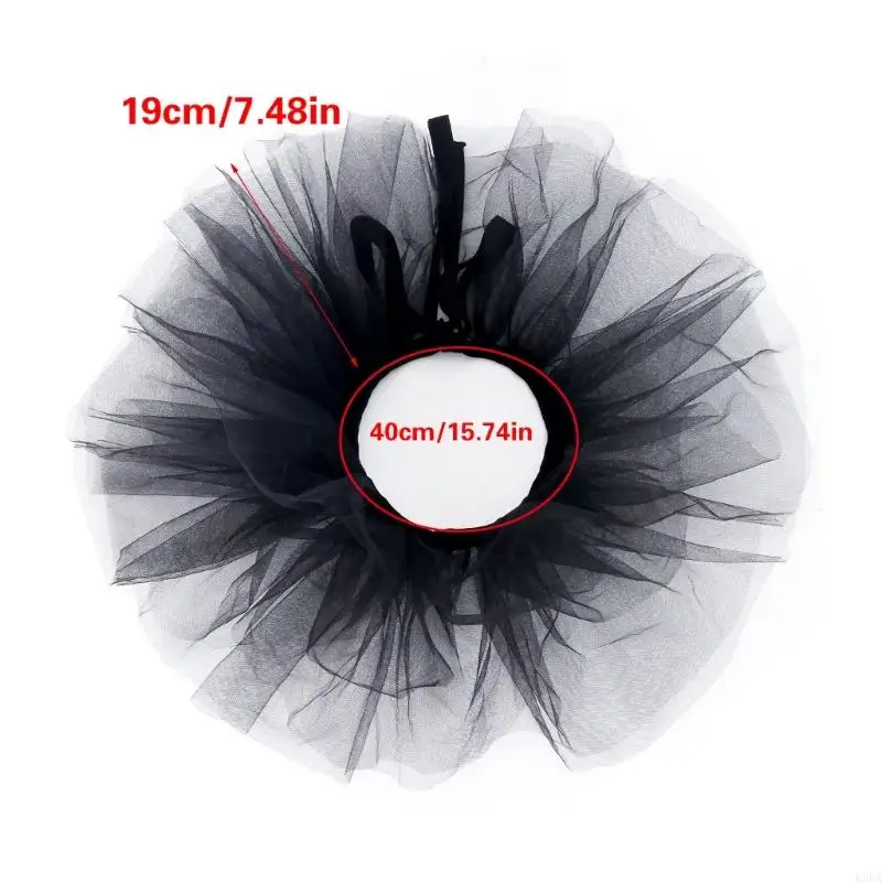 E56A Ruffled Mesh Collar Jabot Collar Halloween Dressingup Neckpiece Detachable Collar for Easter Festival Stage Performances