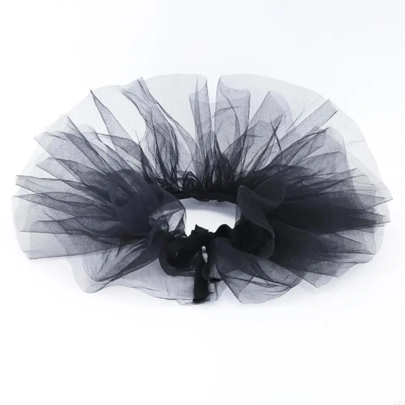 E56A Ruffled Mesh Collar Jabot Collar Halloween Dressingup Neckpiece Detachable Collar for Easter Festival Stage Performances