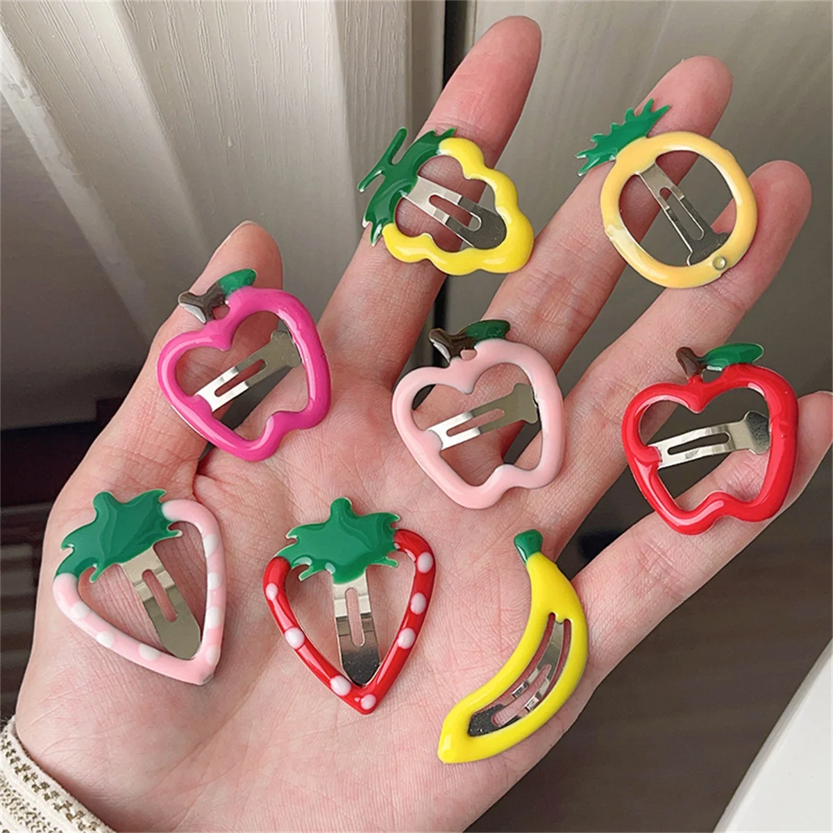 8Pcs Cute Girls Hair Accessories - Imitation Fruit Hairpins Apple, Hair Clips Drop Barrettes for Kids Children for Daily Styling