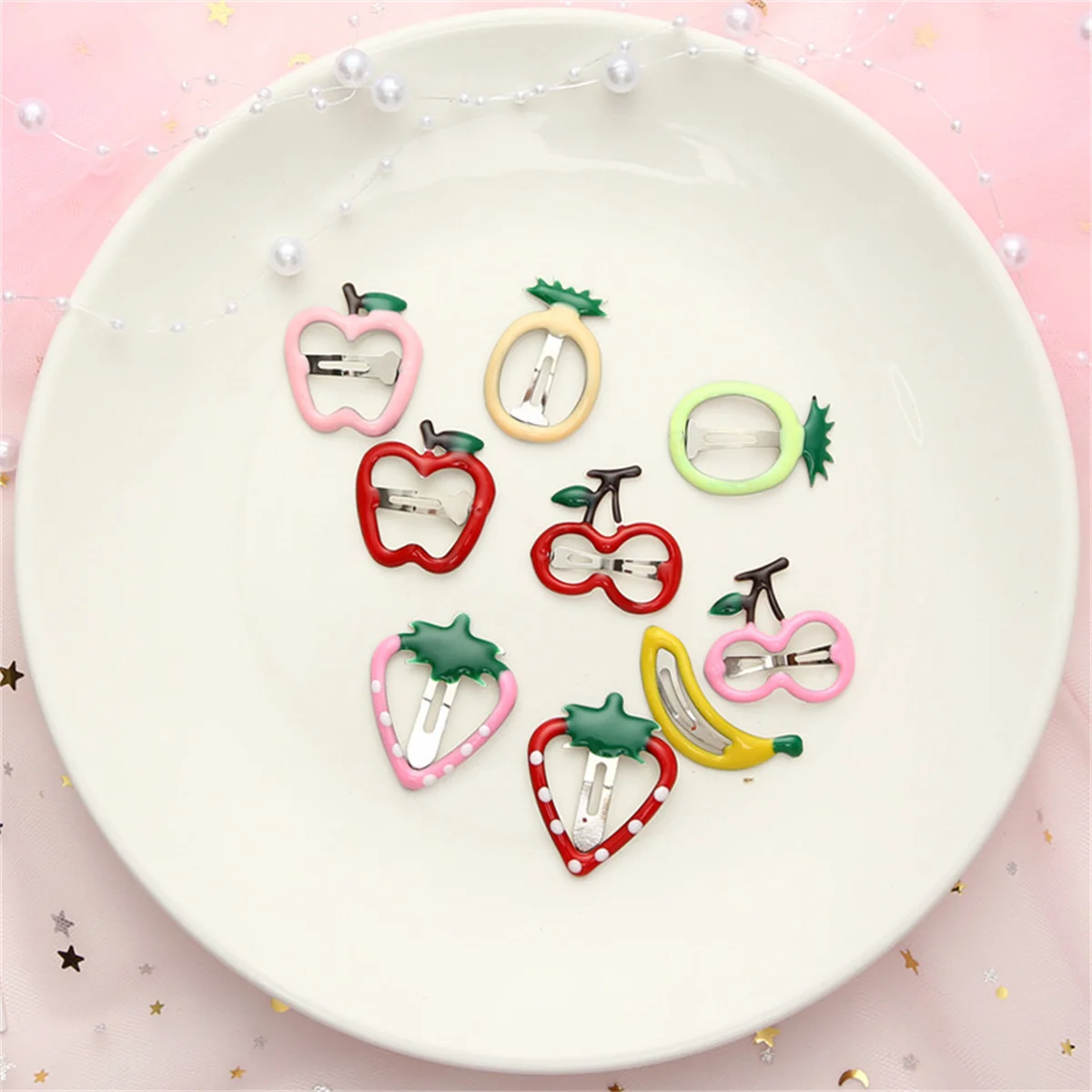 8Pcs Cute Girls Hair Accessories - Imitation Fruit Hairpins Apple, Hair Clips Drop Barrettes for Kids Children for Daily Styling
