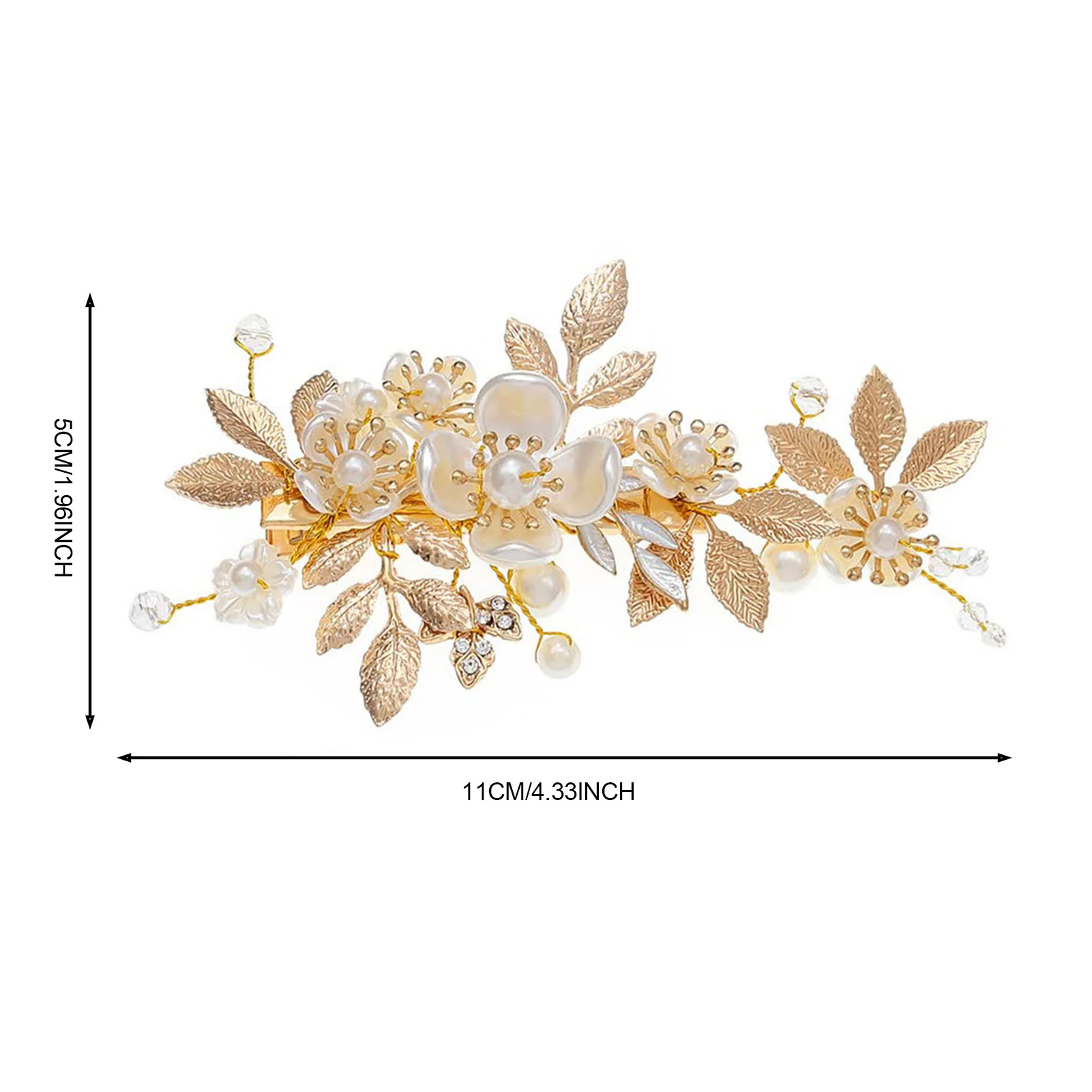 White Flower Hairpins Side Clips Gold Color Alloy Leaf Hairclips Pearls Headpieces Bride Wedding Party Hair Jewelry Accessories
