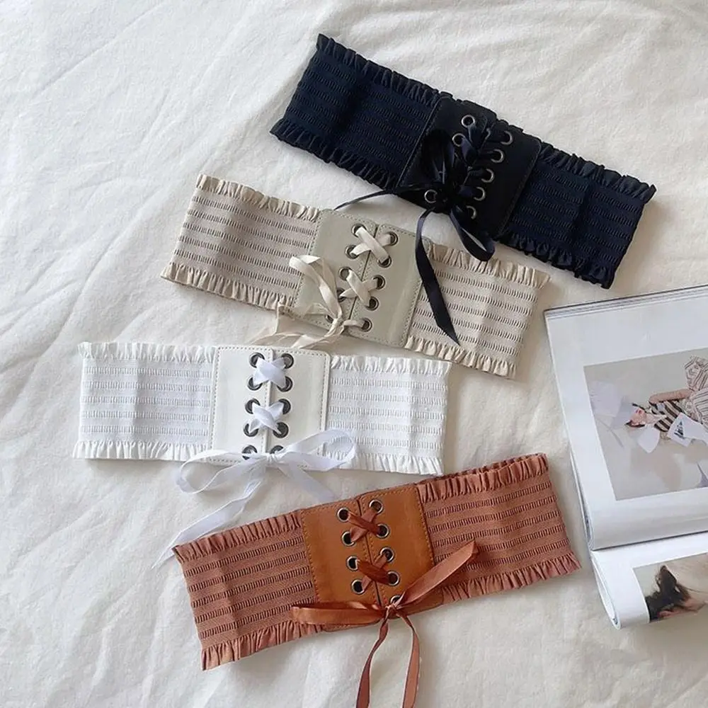Fashion Wide Corset Waist Belt PU Leather Stretchy Waistband Strap Decorative DIY Body Shapewear For Women Lady Girl Bridal