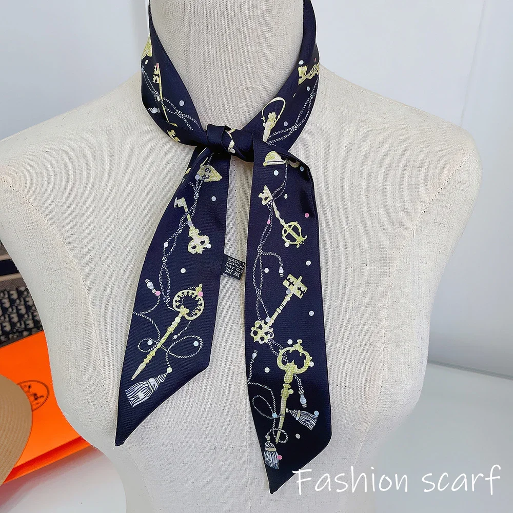 Korean Summer New Luxurious Check Female Decoration Twill Long Ribbon Binding Bag Silk Ribbon Hair Belt Hot Selling Small Scarf