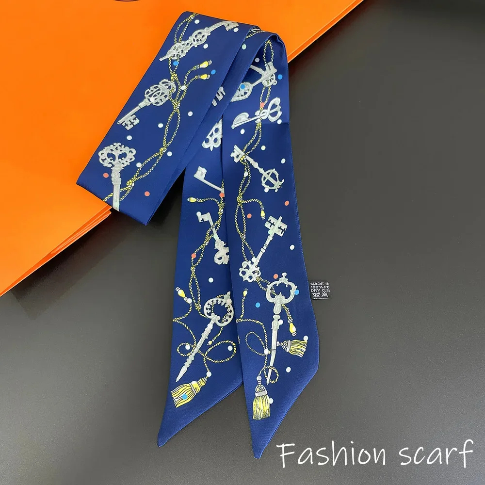 Korean Summer New Luxurious Check Female Decoration Twill Long Ribbon Binding Bag Silk Ribbon Hair Belt Hot Selling Small Scarf