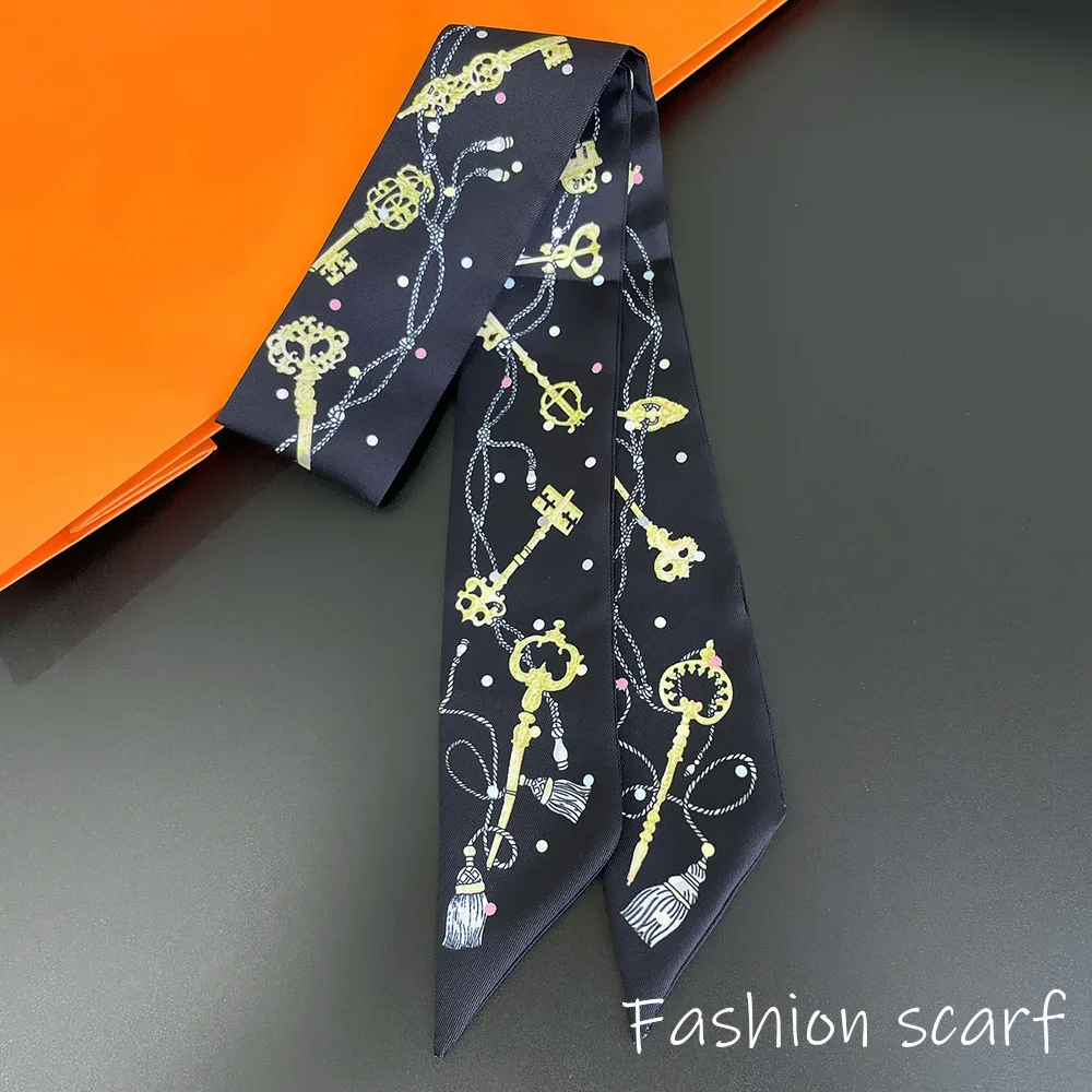 Korean Summer New Luxurious Check Female Decoration Twill Long Ribbon Binding Bag Silk Ribbon Hair Belt Hot Selling Small Scarf