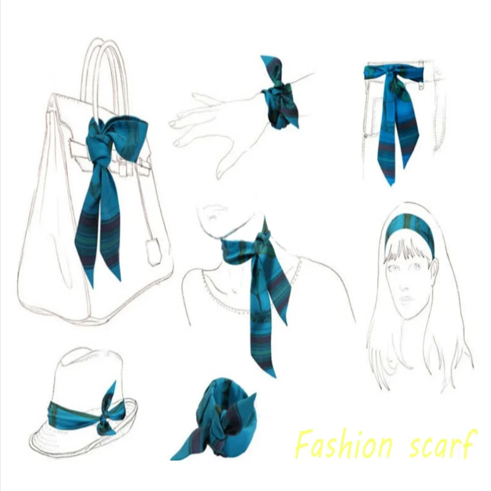 Korean Summer New Luxurious Check Female Decoration Twill Long Ribbon Binding Bag Silk Ribbon Hair Belt Hot Selling Small Scarf