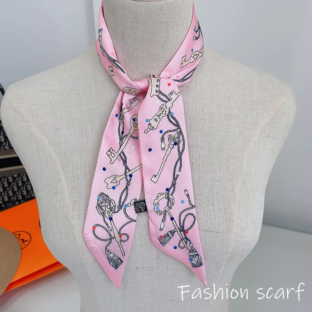 Korean Summer New Luxurious Check Female Decoration Twill Long Ribbon Binding Bag Silk Ribbon Hair Belt Hot Selling Small Scarf