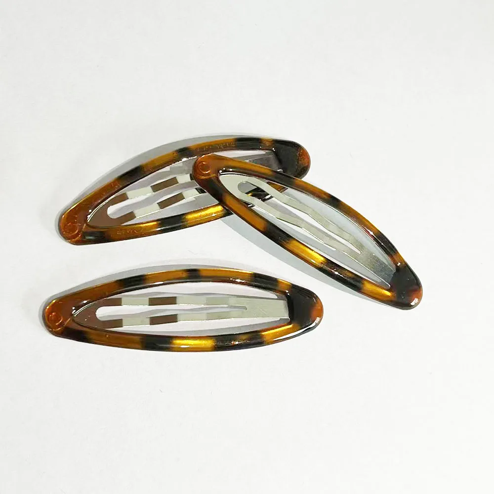2/4/8Pcs Vintage Leopard Hair Clips Y2K Cute Korean Charm BB Hair Clip Print Glue Oval Hair Clips Student Woman Hair Accessories