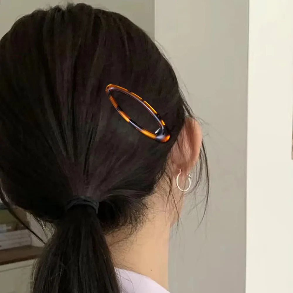 2/4/8Pcs Vintage Leopard Hair Clips Y2K Cute Korean Charm BB Hair Clip Print Glue Oval Hair Clips Student Woman Hair Accessories