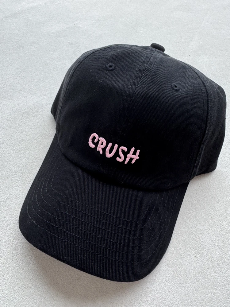 New Arrival Unisex Embroidery "crush" Baseball Caps Black Embroidered Initials Dad Hat 100% Cotton Baseball Caps for Four Season