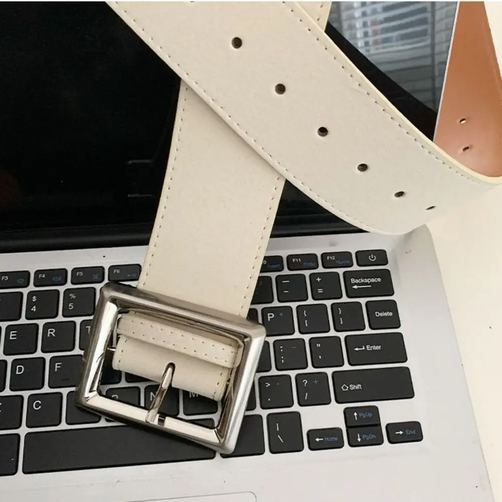 Retro Jeans Decor Wide Belt Square Buckle Width Pu Waistbands Suede Spicy Girl Trouser Decoration Daily
