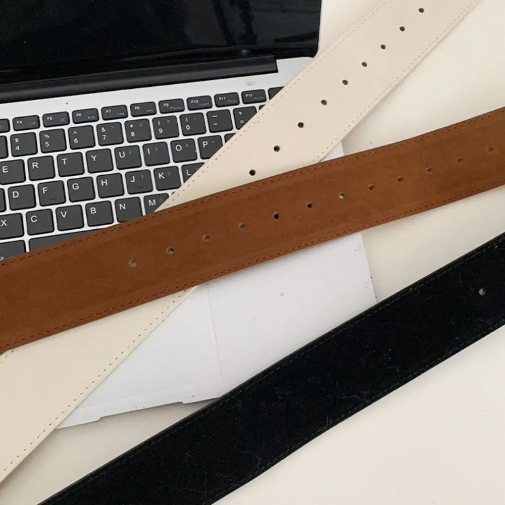 Retro Jeans Decor Wide Belt Square Buckle Width Pu Waistbands Suede Spicy Girl Trouser Decoration Daily