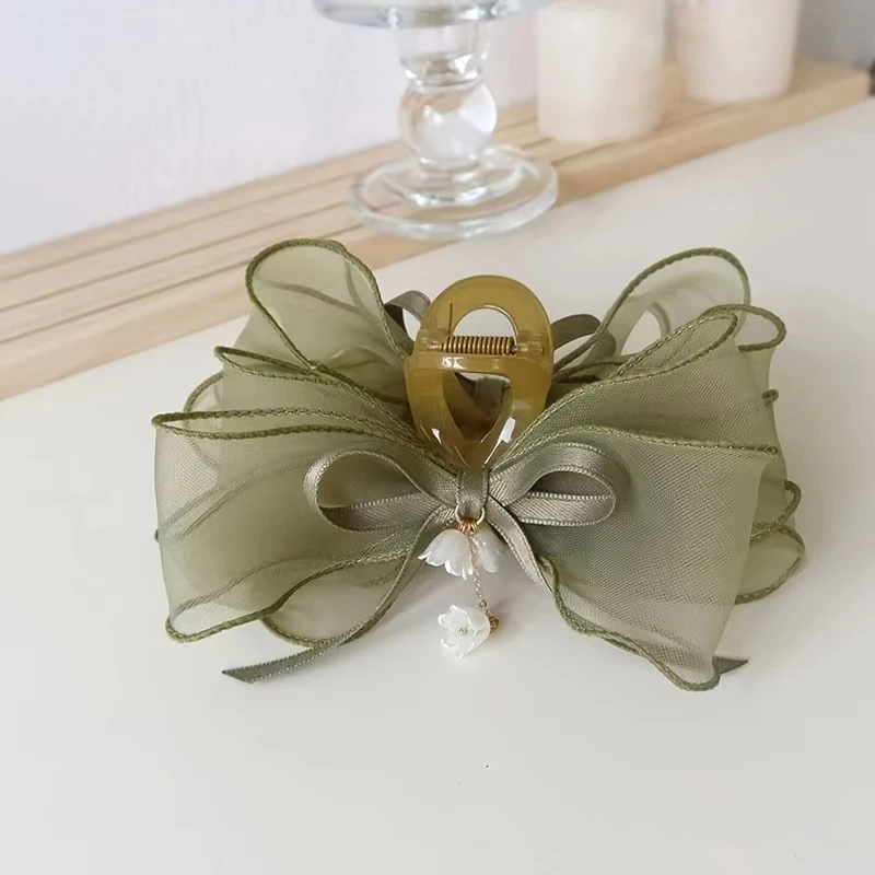 1pc Forest System Bow Hair Clip Lily of the Valley Floral Shark Clip for Women Super Sensen Hairpin Elegant Hair Accessories