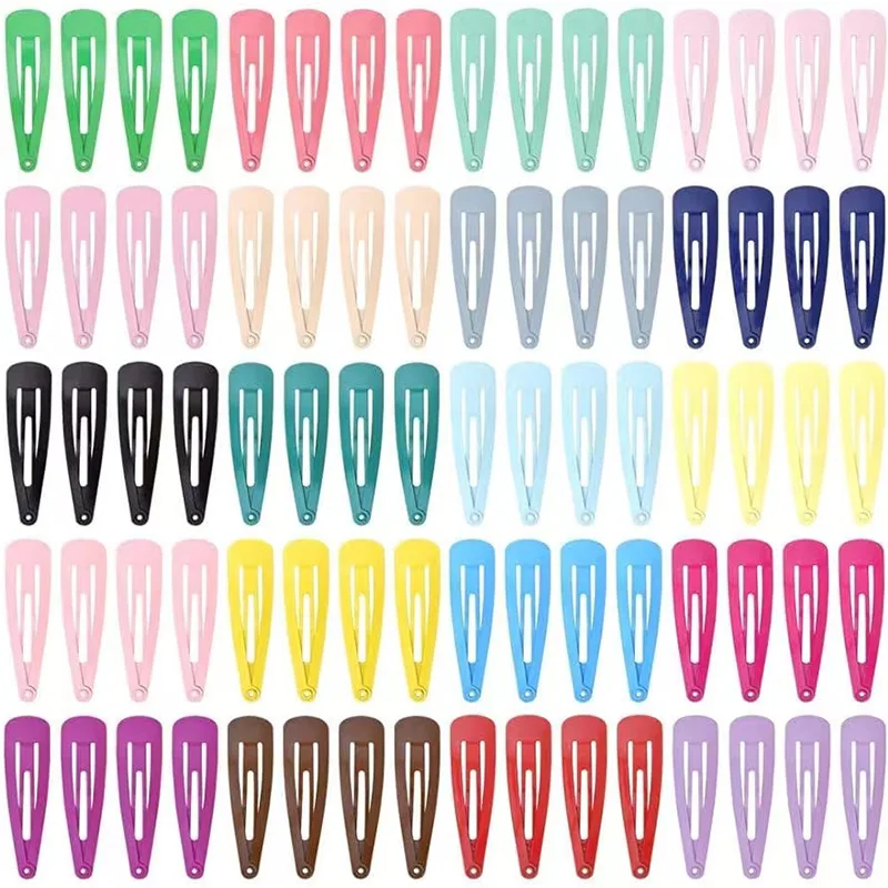 120PCS Colorful Glossy Hair Clips Baking Lacquer Water Drops BB Clips Children Baby Broken Hair Bangs Clips Hair Cards Hair Acce