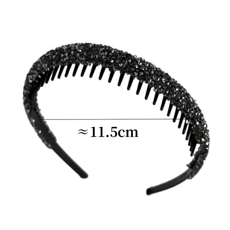 Non-slip Rhinestone Hair Hoops Bands Women Toothed Elastic Headbands For Women Shiny Luxury Hair Hoops Bezel Accessories