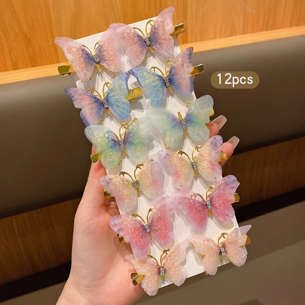12Pcs Sweet Wind Butterfly Hair Clips Set Cute Daily Use Hair Accessories for Girls