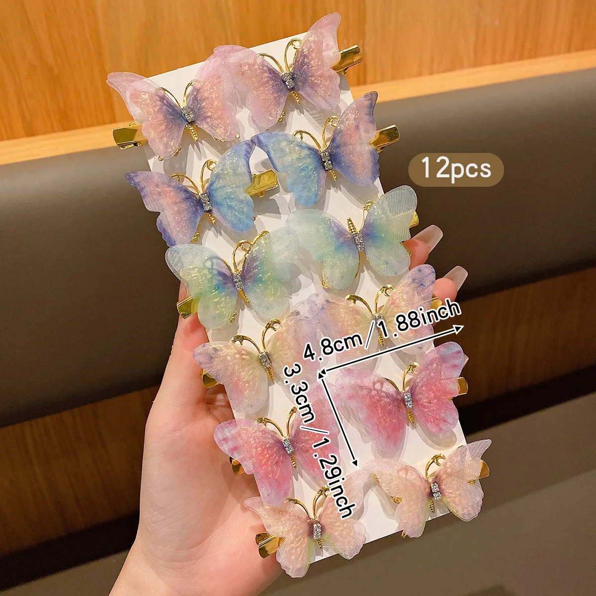 12Pcs Sweet Wind Butterfly Hair Clips Set Cute Daily Use Hair Accessories for Girls