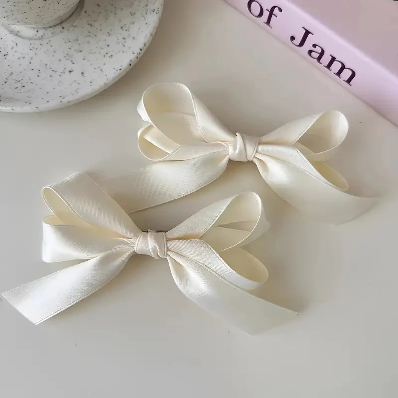 3pcs Fashionable Cute Fabric Hair Bow Ribbon Hair Clips and Headwear for Women Black White Bow Top Clip Elegant Hair Accessories