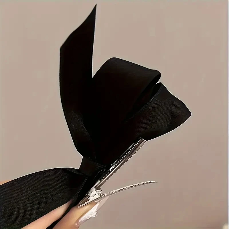3pcs Fashionable Cute Fabric Hair Bow Ribbon Hair Clips and Headwear for Women Black White Bow Top Clip Elegant Hair Accessories