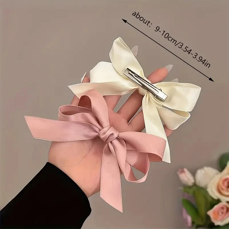 3pcs Fashionable Cute Fabric Hair Bow Ribbon Hair Clips and Headwear for Women Black White Bow Top Clip Elegant Hair Accessories