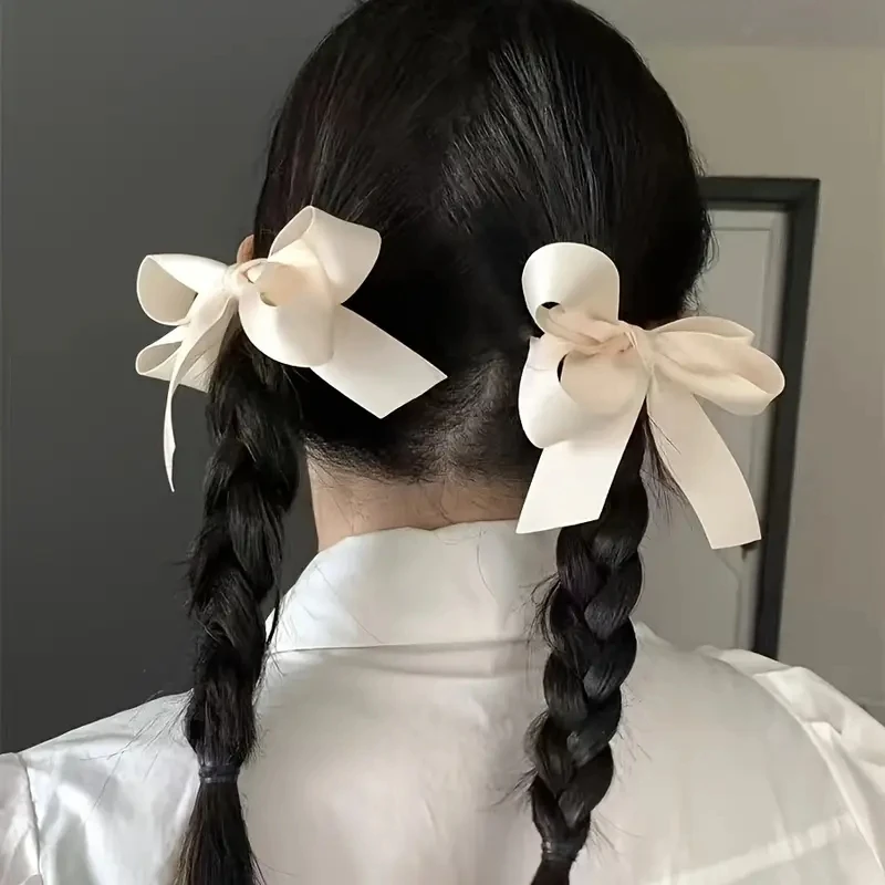 3pcs Fashionable Cute Fabric Hair Bow Ribbon Hair Clips and Headwear for Women Black White Bow Top Clip Elegant Hair Accessories