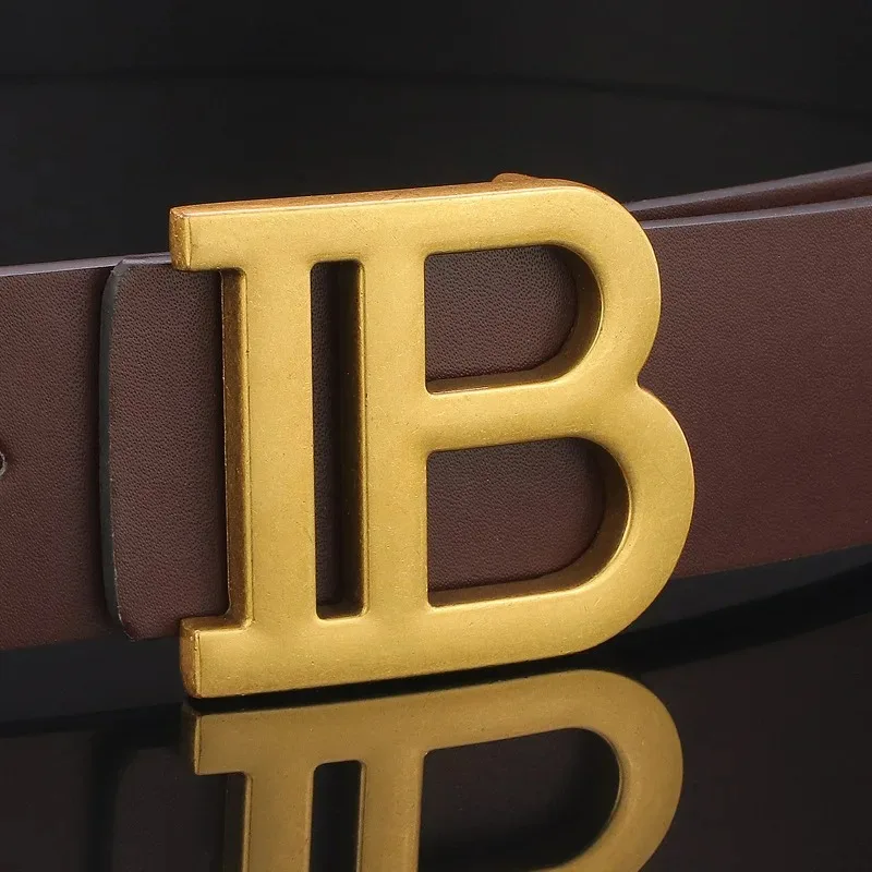 Men's Leather Alloy Buckle Belt 3.7cm Business and Leisure Dual-use High-end Designer Durable Belt