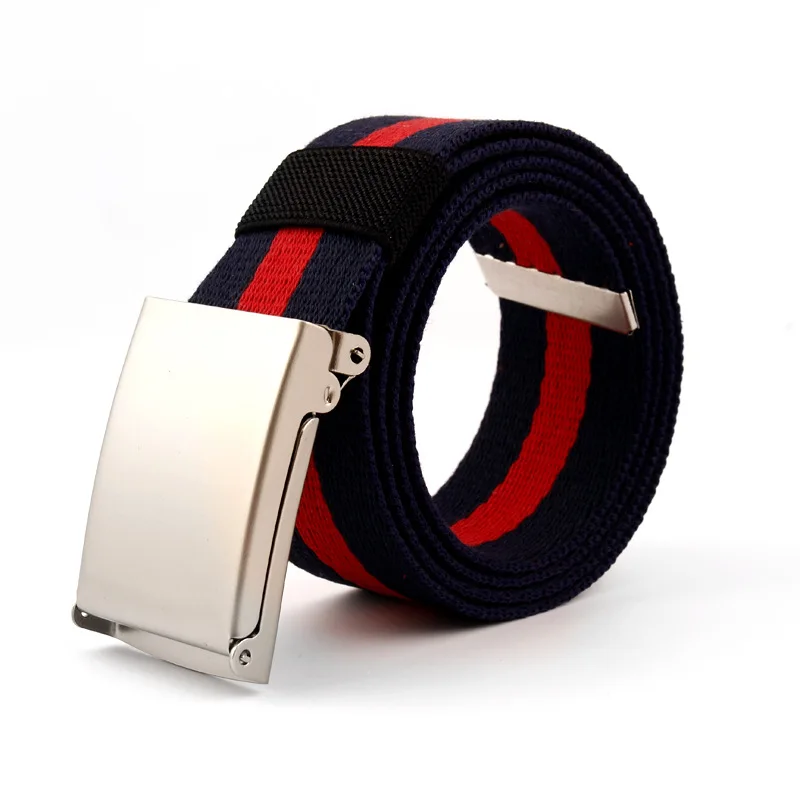 Fashion Canvas Belts Men Women Waist Belt Metal Buckle Belt Top Quality Unisex Rainbow Waistband Jeans Accessories 100-140cm